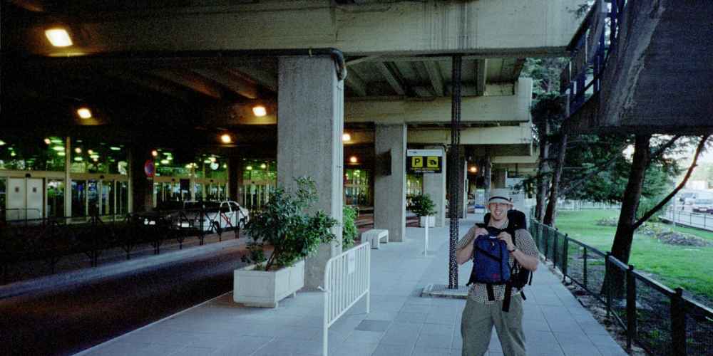 Craig with backpack ready to start first Eurotrip